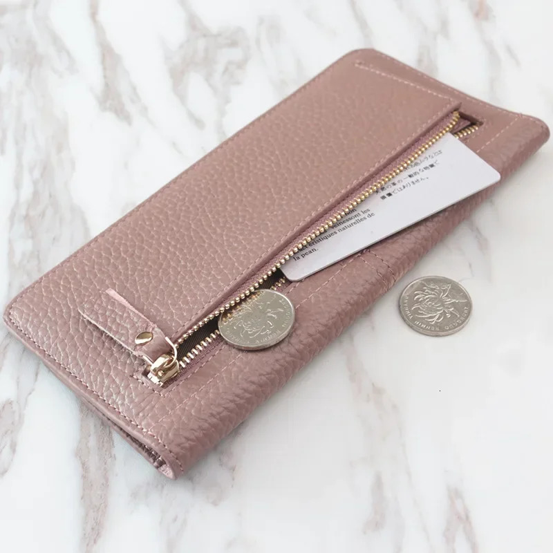 Womens wallet leather womens long wallet fashionable zipper bag multi-color wallet splicing wild coin wallet Billetera Mujer 250317