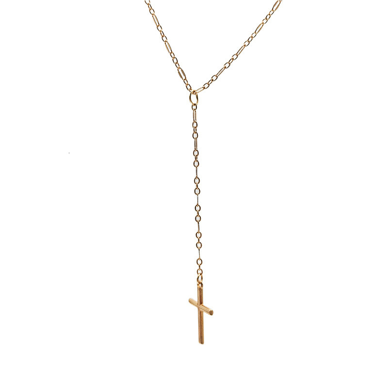 Cross Pendant Y Lip Chain Necklace Women's Personality Vintage Choker Collarbone Chain Jewelry