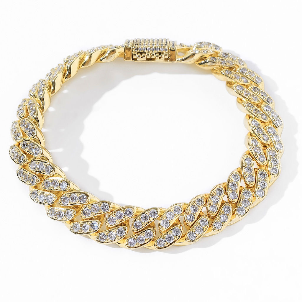 10mm Cubic Zirconia (CZ) Stone-Studded Cuban Link Chain - Silver & Gold Plated Miami Style Necklace for Men & Women