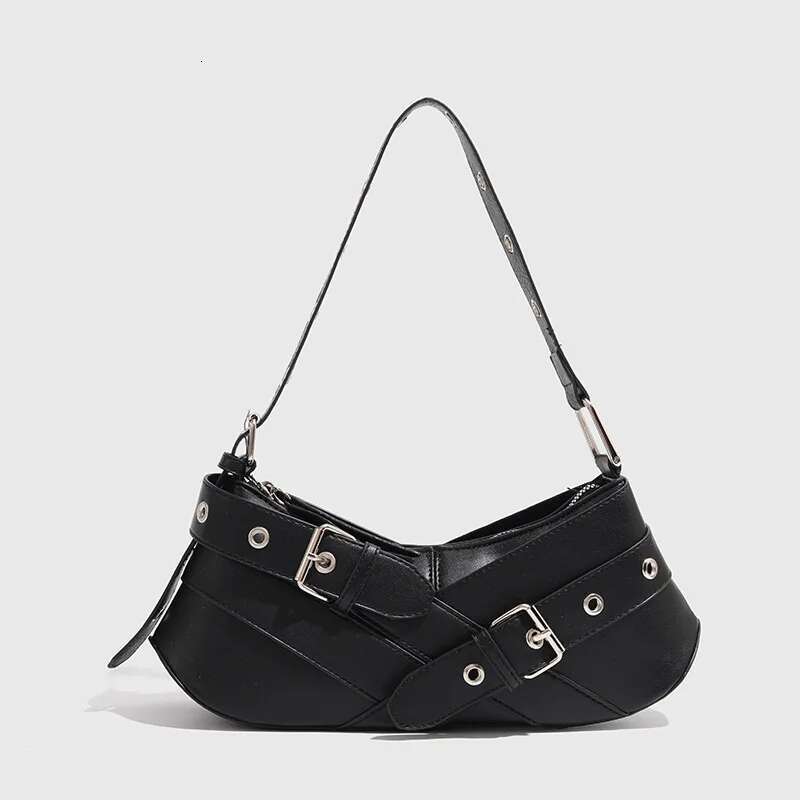 Vintage Belts Deco Women Shoulder Bags Designer Armpit Punk Motorcycle Bag Pu Leather Lady Handbag