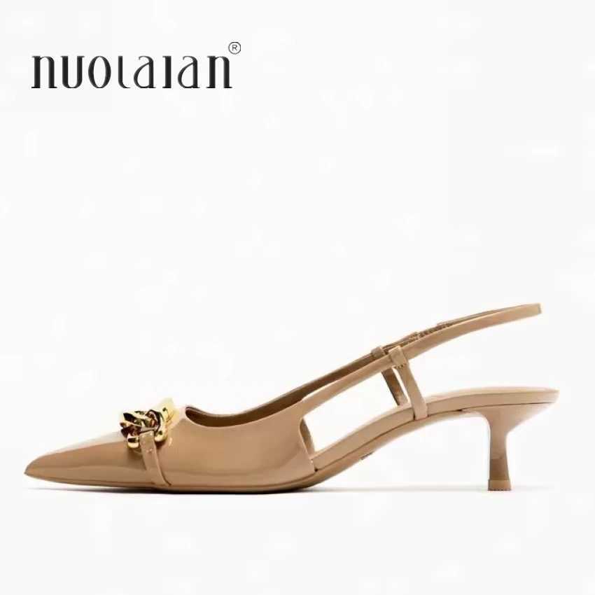 2024 Chain Cat High H Wen Slingback Sandals Wan Pumps Womens Wedding High Heels Modern Shoes Y250317