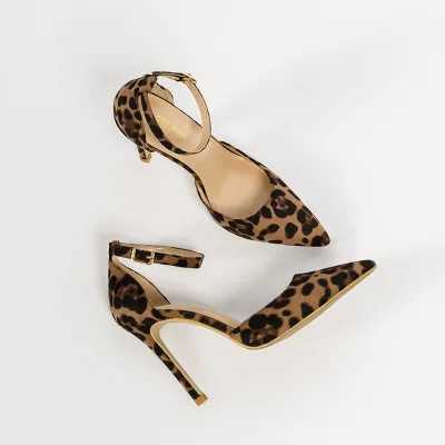 2019 Sexy Leopard Wen Shoes High H 6-10CM Elegant Water Pump Wen Sandals Printed Pointed Toe Luxury Single Shoes Y250317