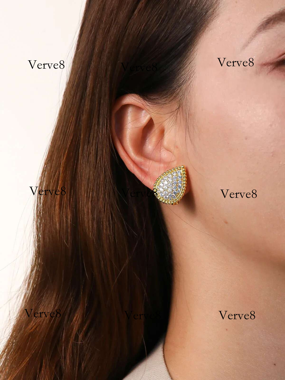 TYYL Vintage Ear Clip Earrings for Women Jewelry Fashion Party Large Water Drop Design Gold Plated Eardrop Stud Earring