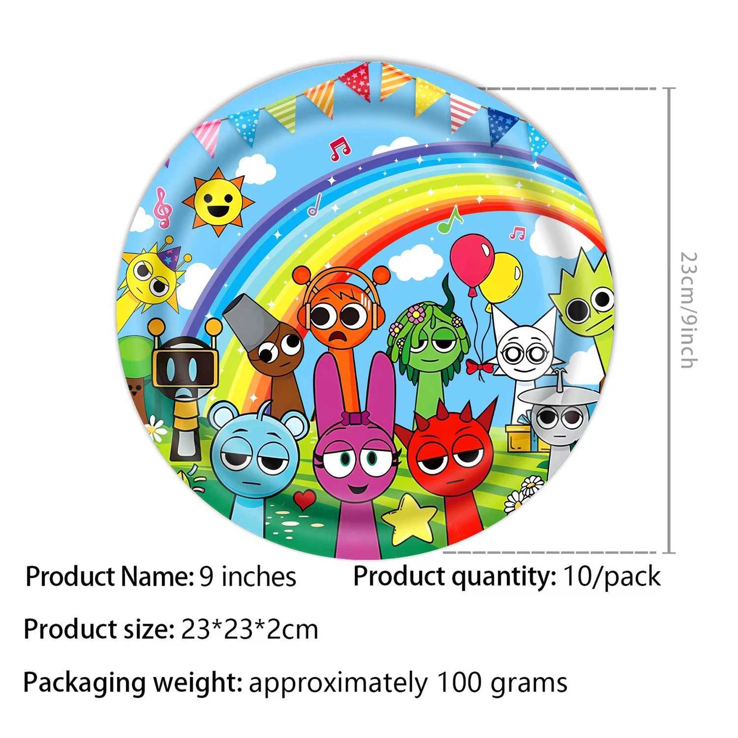 Incrediblebox Birthday Party Decoration Incrediblebox Sprunki Theme Disposable Party Plate Tablecloth Latex Balloon Baby Shower Supplies X250318