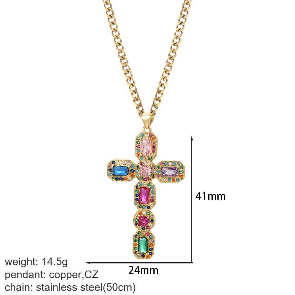 Cross womens pendant necklace gold womens necklace Jesus necklace womens long stainless steel chain amulet necklace W250318