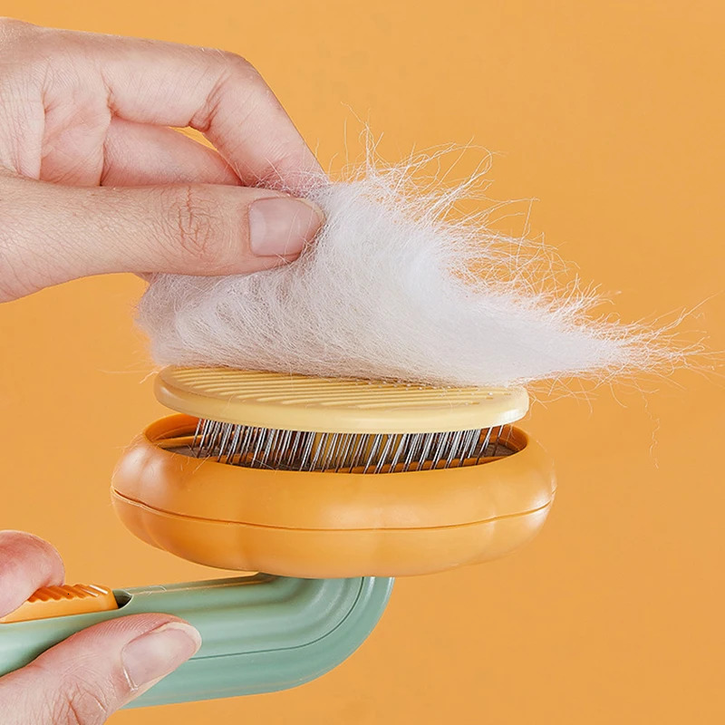 Pumpkin pet brush a selfcleaning slider used for grooming dogs and cats removing loose layers tangled hair 250318