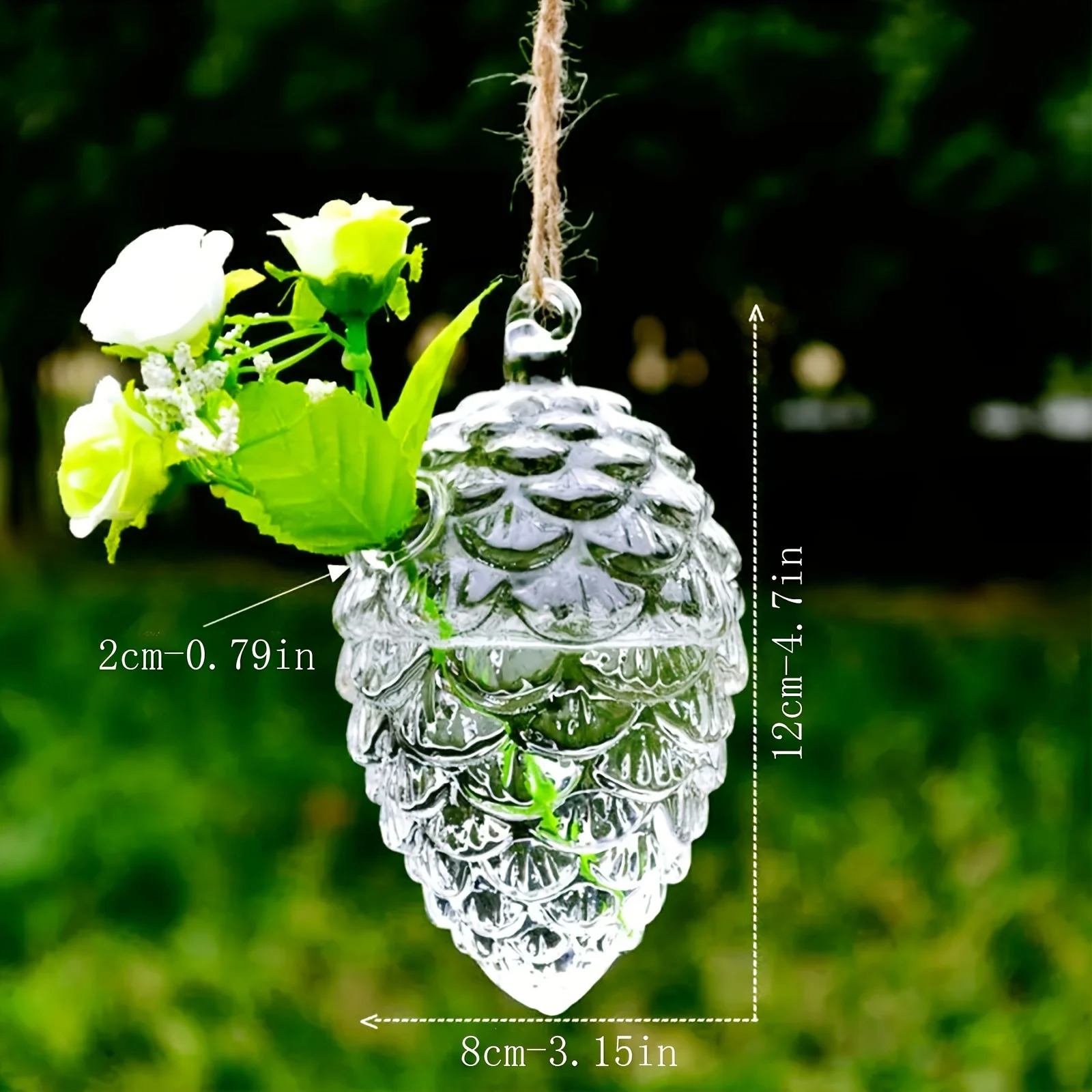 1 glass hummingbird feeder manual blow molded pine cone bird water dispenser outdoor hanging food container garden backyard 250318