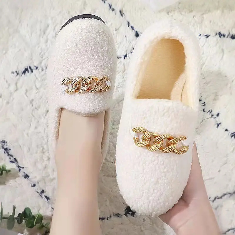Womens Slippers Warm Short Plush Lining House Shoes Moccassins Slip on Fashion Lady Flats Loafers Non Slip 250318