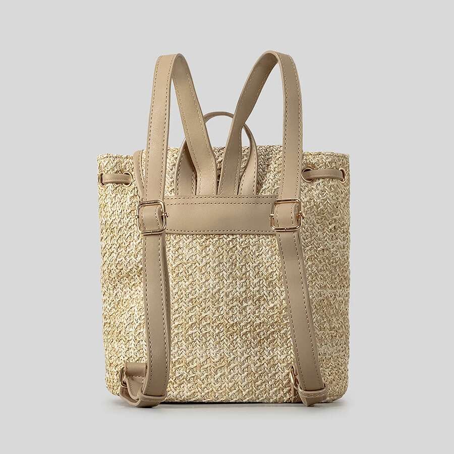 Casual PP Straw Backpacks Women Weave Travel Flap Backapck For Girls Summer Beach Bag 2025