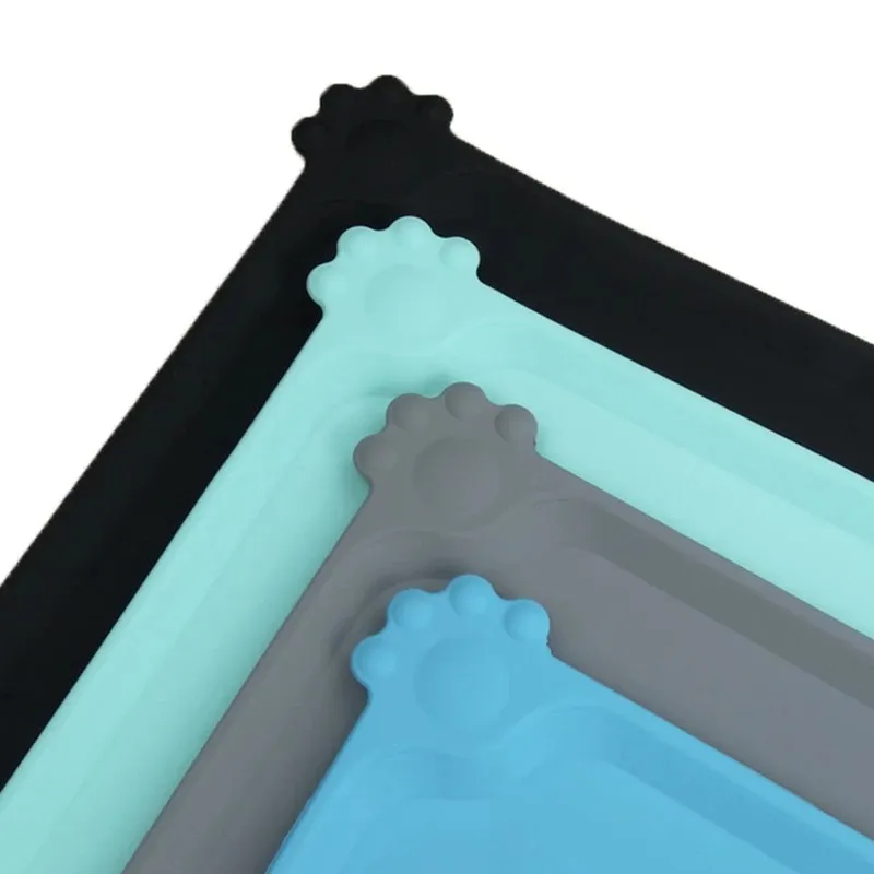 New Waterproof Pet Mat For Dog Cat Solid Color Silicone Pet Food Pad Pet Bowl Drinking Mat Dog Feeding Placemat Easy