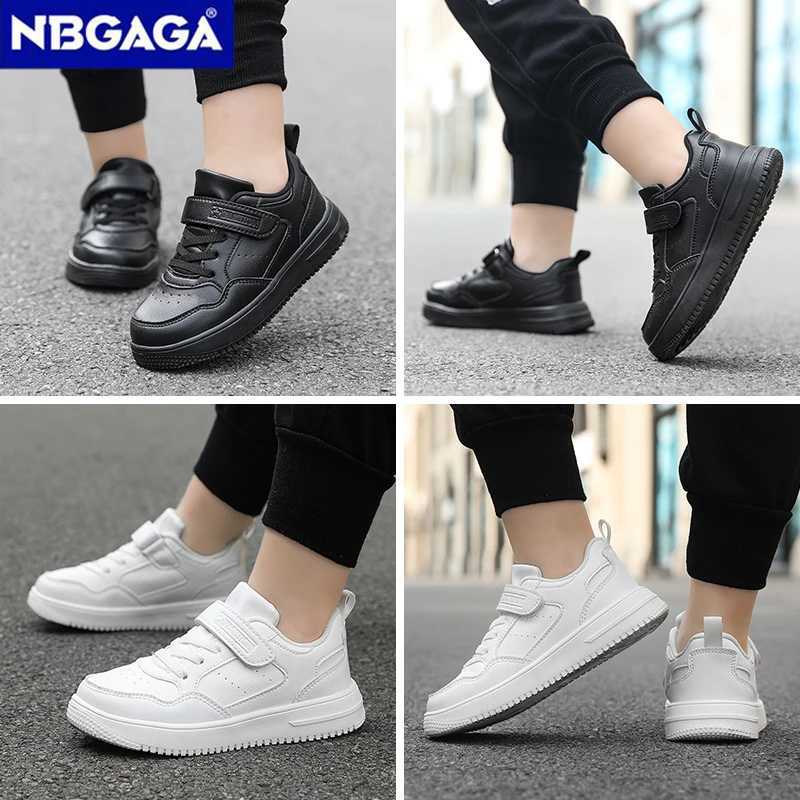 Childrens sports shoes boys casual shoes black leather flat shoes student walking shoes non slip girls shoes lightweight sports tennis shoes W250318