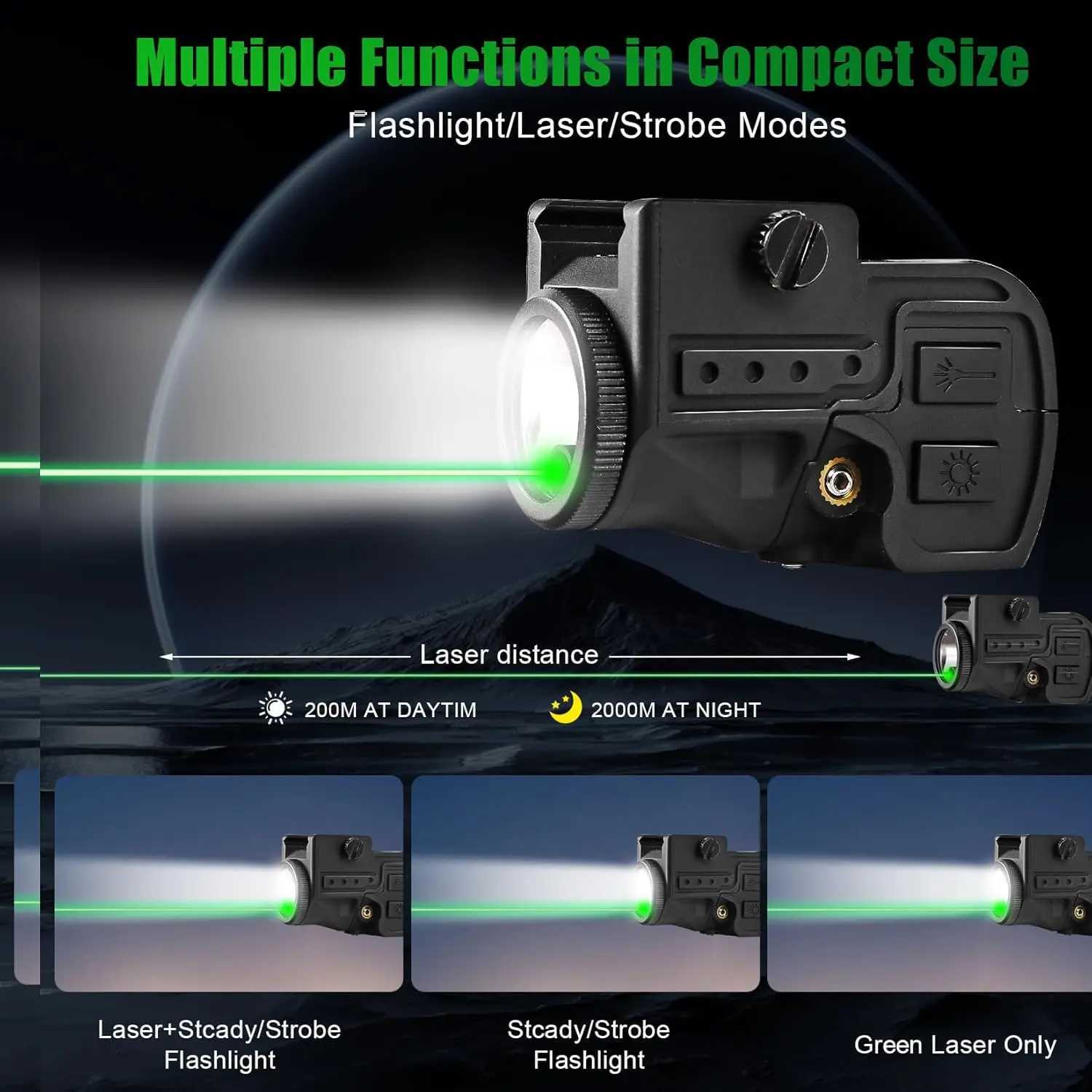500 lumens pistol light laser combination tactical flashlight with laser sight rechargeable weapon light air gun torch X250318