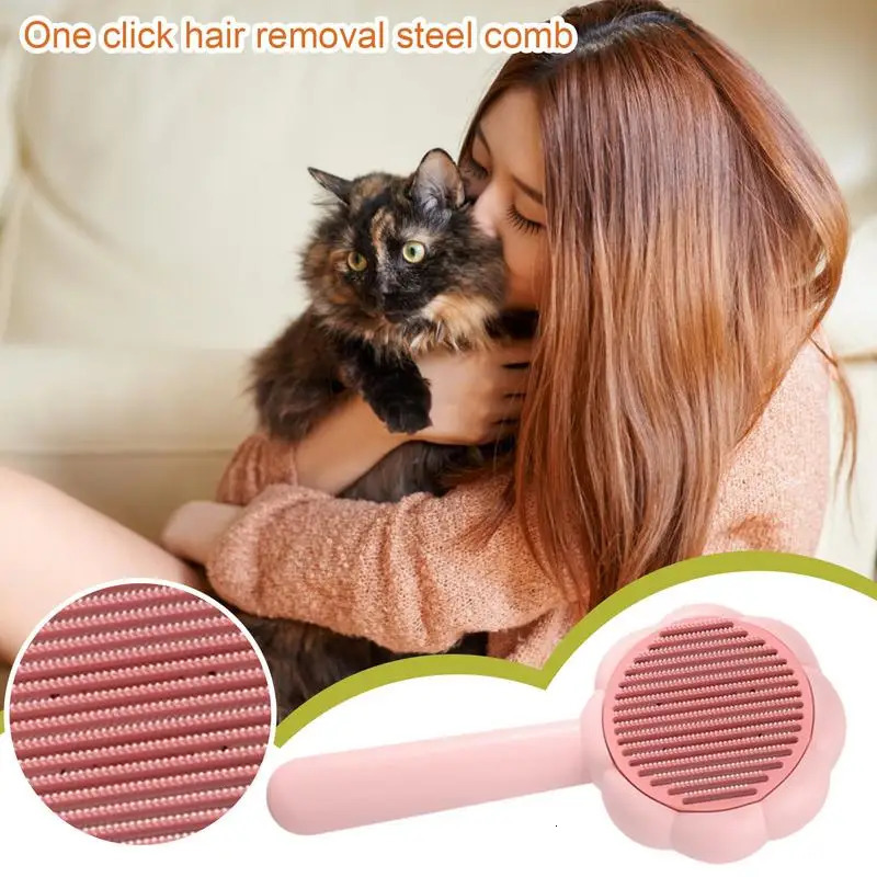 Indoor cat brush sunflower shaped with release button suitable for cats long or short hair and skin friendly 250318