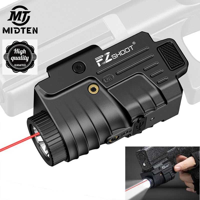 MidTen 800 lumens pistol light red laser combination charging used for pistol gloves and Picatinny rail flashlight with rail Ta X250318