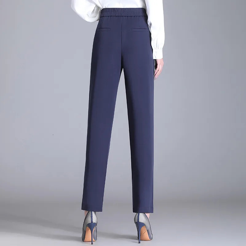 Blue high waisted narrow straight leg pants suitable for spring and autumn loose sets weight loss 250317