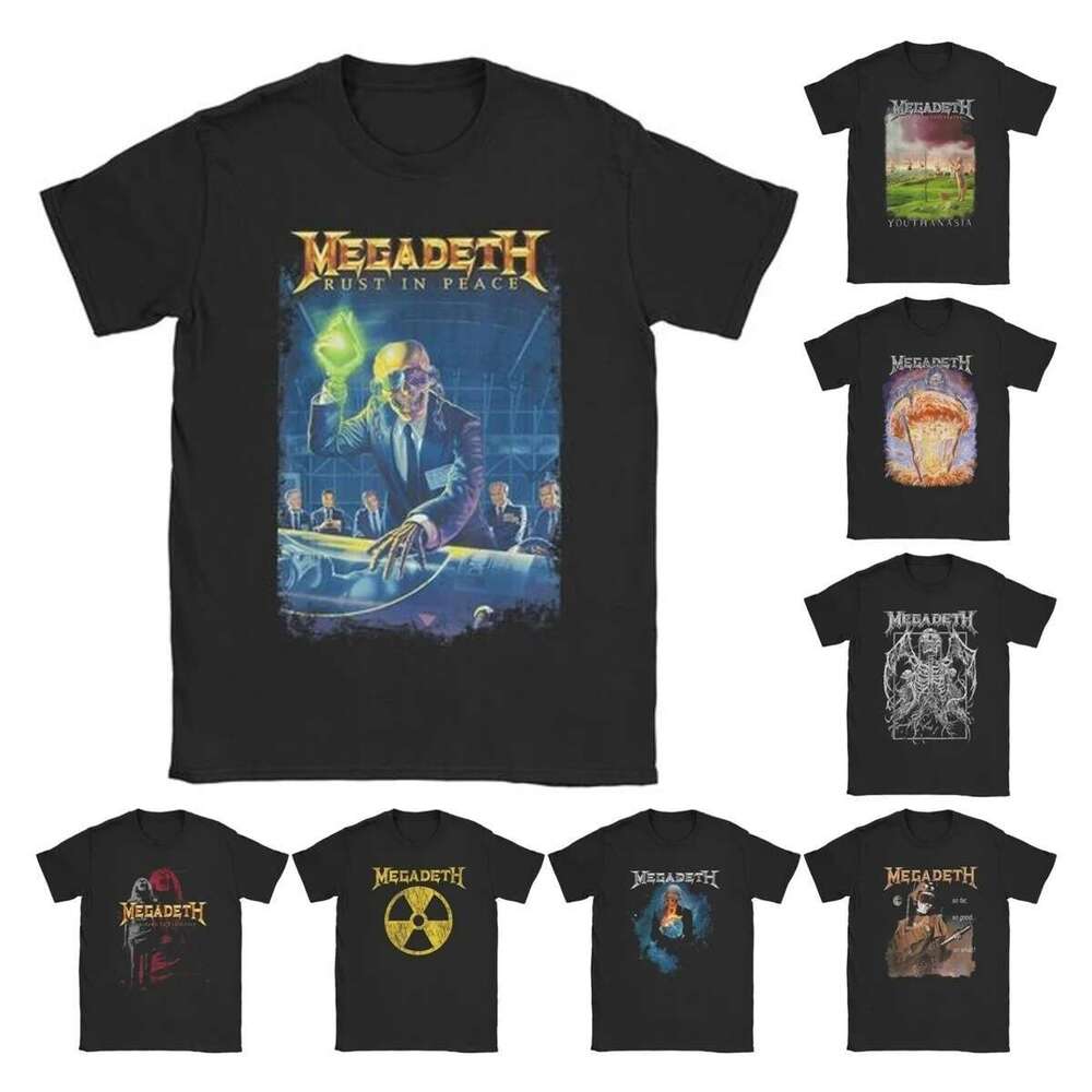 New Rust and Peace Metal Rock Band T-shirt Men's and Women's Round Neck 100% Cotton T-shirt Megadeths T-shirt Short Sleeve Party Top