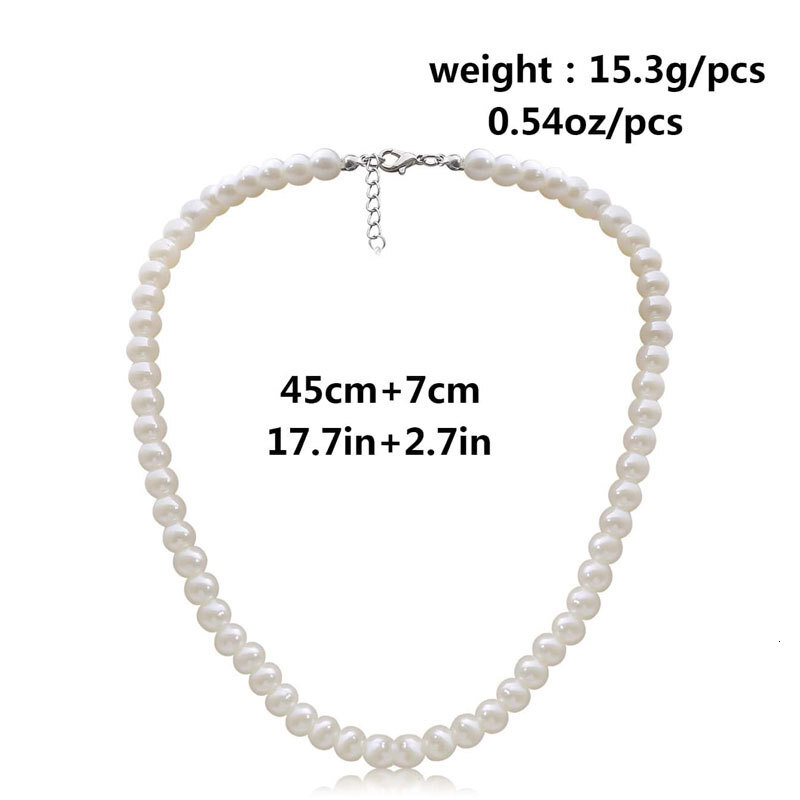 8mm Men's ABS Highlighter Imitation Pearl Necklace Simple Everything Collared Collar Chain Chain Accessories