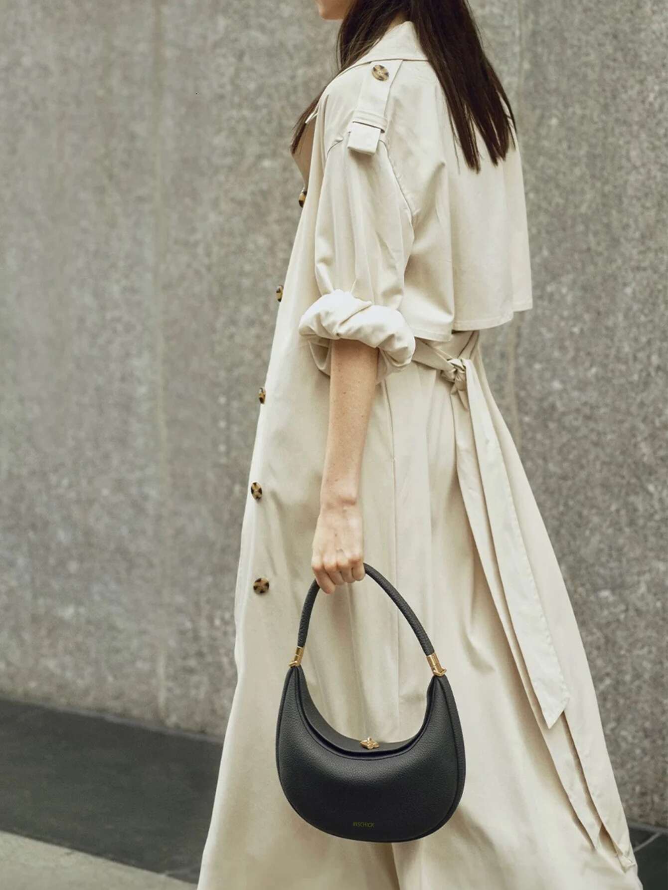 Fashionable, simple and versatile bag, one-shoulder solid color temperament, French cross-body crescent bag for youth