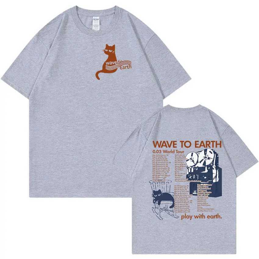 Wave To Earth Cat 0.03 World Tour T Shirt Men Women Retro Harajuku Fashion T-shirts 100% Cotton Oversized T-shirt Y2k StreetwearXJ250318