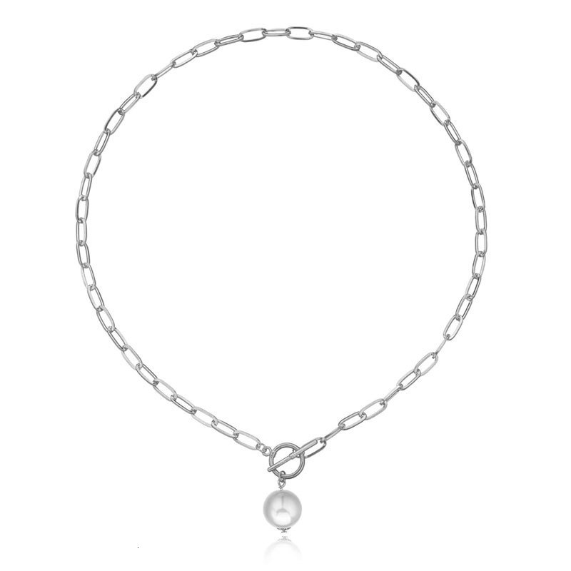 Imitation Pearl Pendant OT Buckle Necklace Women Light Luxury Small Temperament Hundred Matching Long Money Jewelry