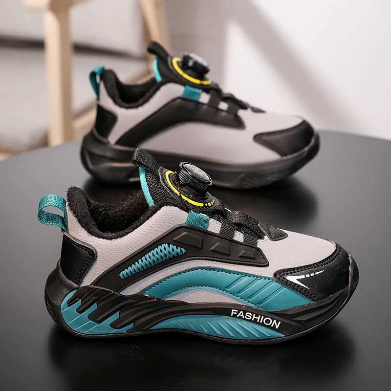 Winter childrens sports shoes boys thick cashmere warm snow boots girls anti slip outdoor fashionable sports shoes student shoes W250318