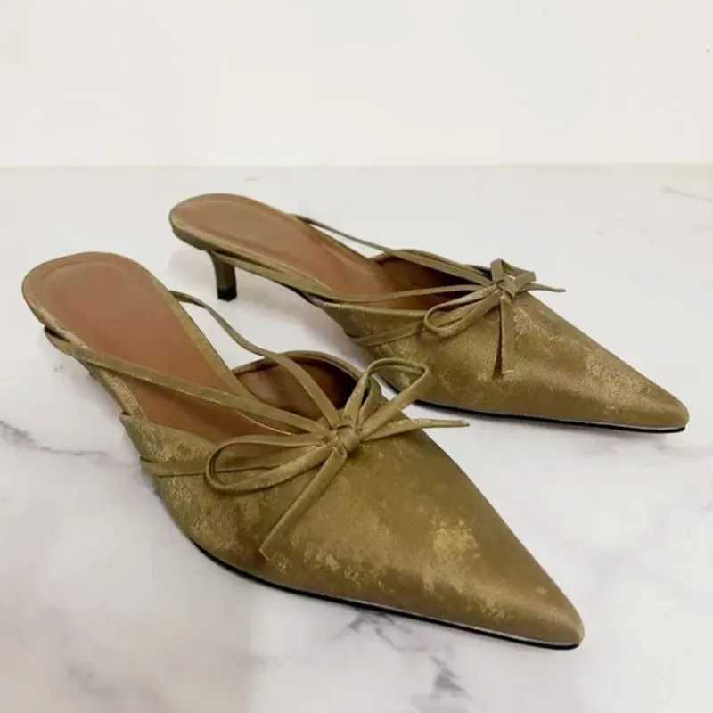 2025 Spring Luxury Design Bra Low Heel Pump Elegant Bow Decoration Strap Sexy Point Toe Womens Mes Shoes Y250317