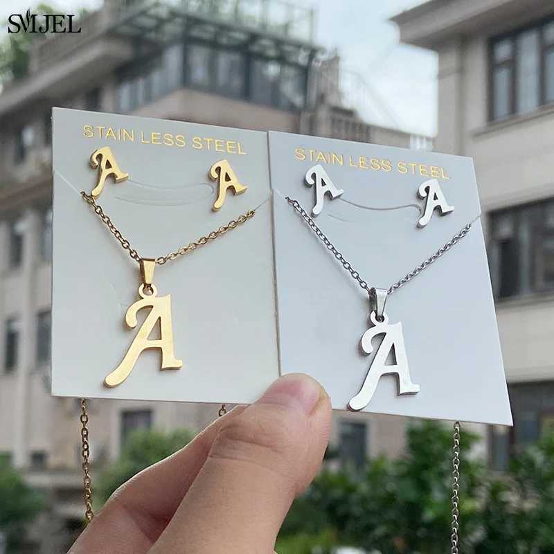 Stainless steel A-Z letter necklace mens personalized jewelry 26 letter necklace Collier pendant 2024 W250318