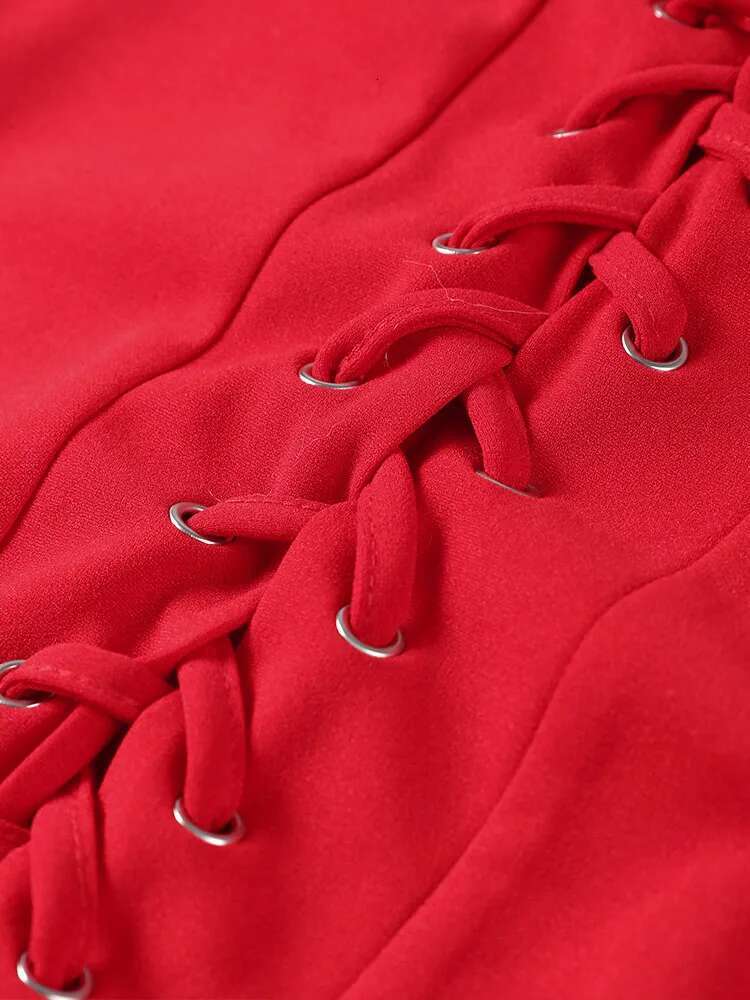 Wers Red Sexy Mini Women Fishbone Bandage Adjustable Tube Top Wer Dresses 2025 Party Club Sleeveless Dress