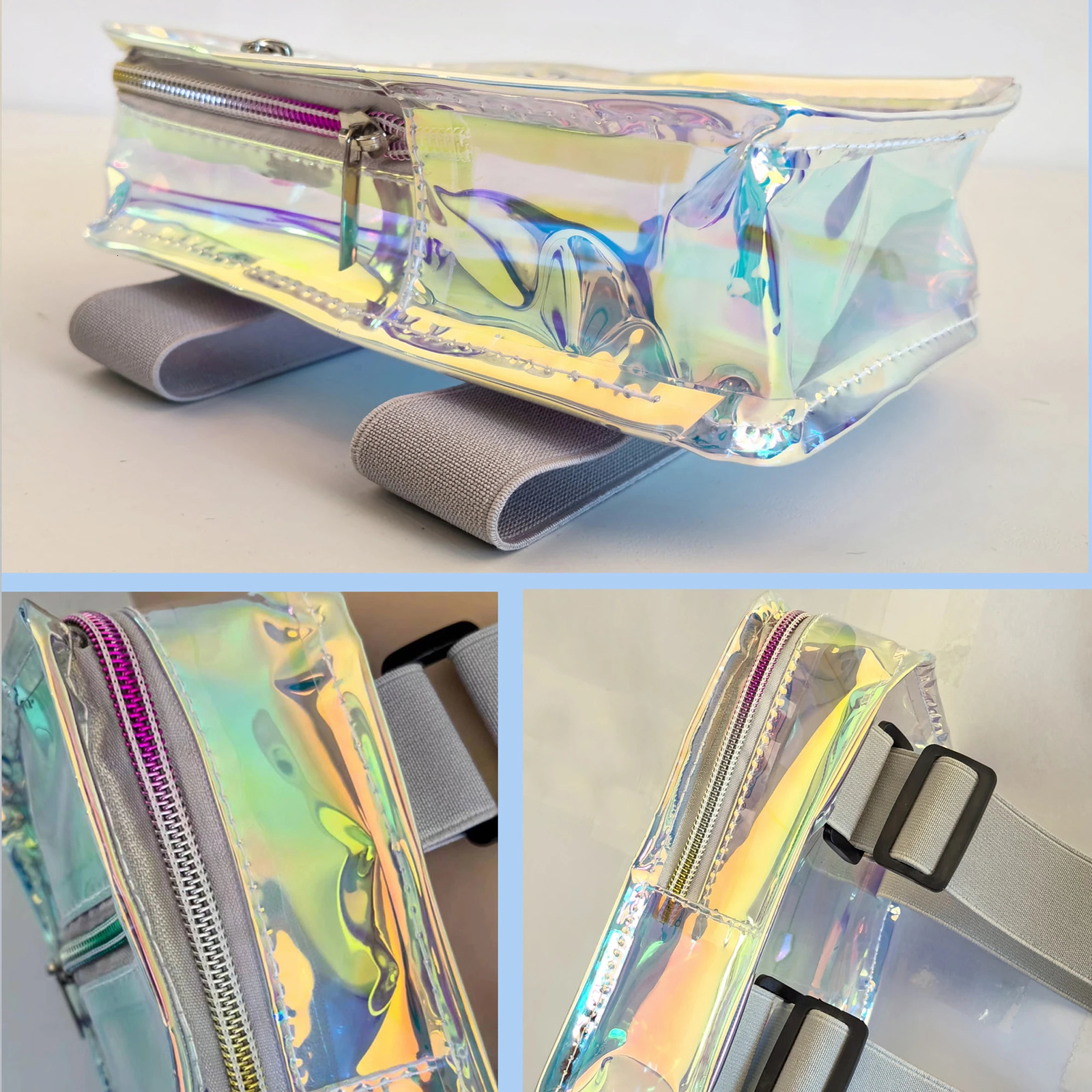 2024 Carnival Thigh Bag Women Holographic Leg Bag for Cave Adjustables Straps PU Waist Pouch Leg Bag for Carnival Hiking Bag 250314