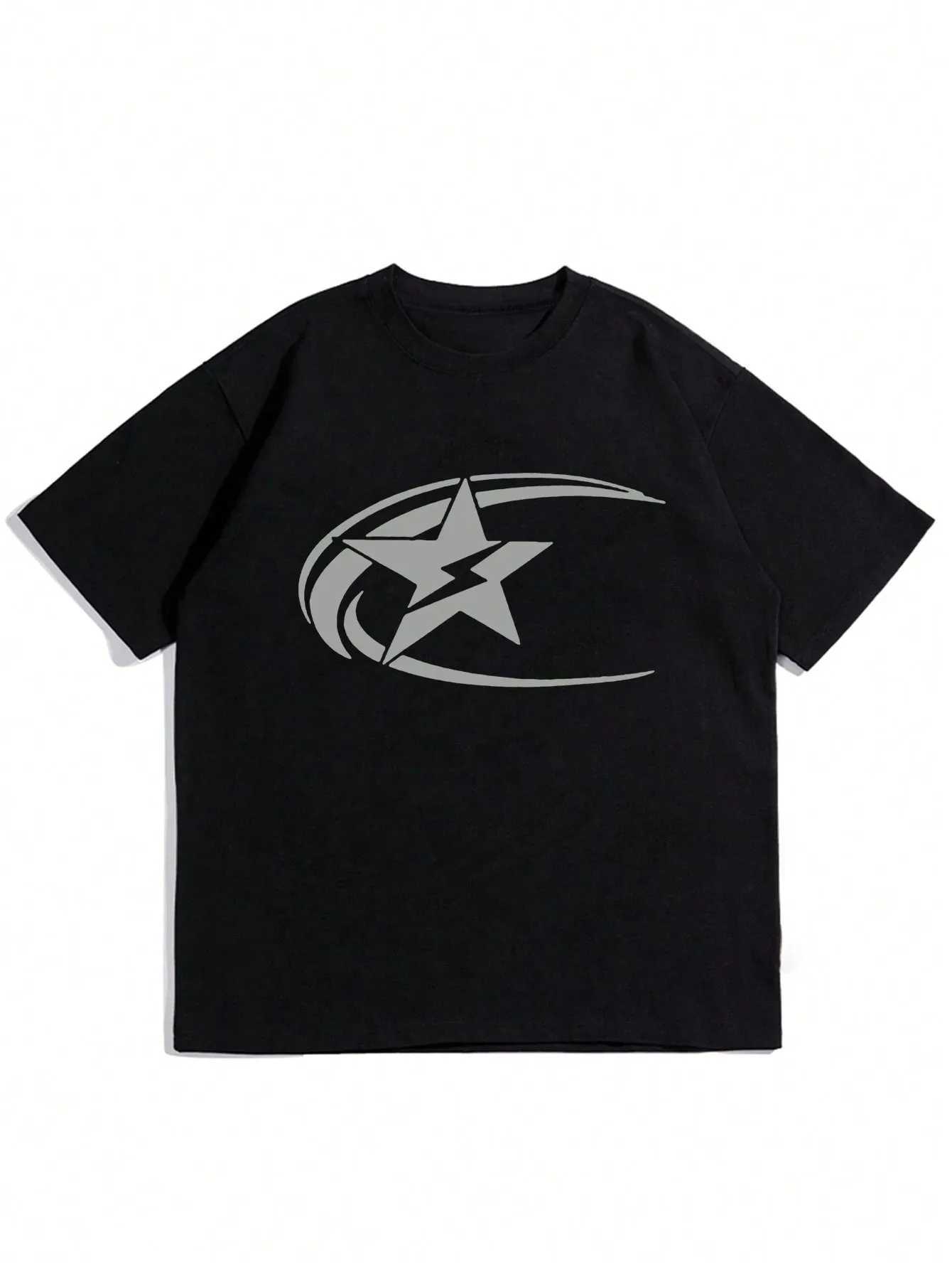 New male star printed short sleeved T-shirt summer mens clothing fashion top T-shirt casual solid color Y2K street clothing topT250318