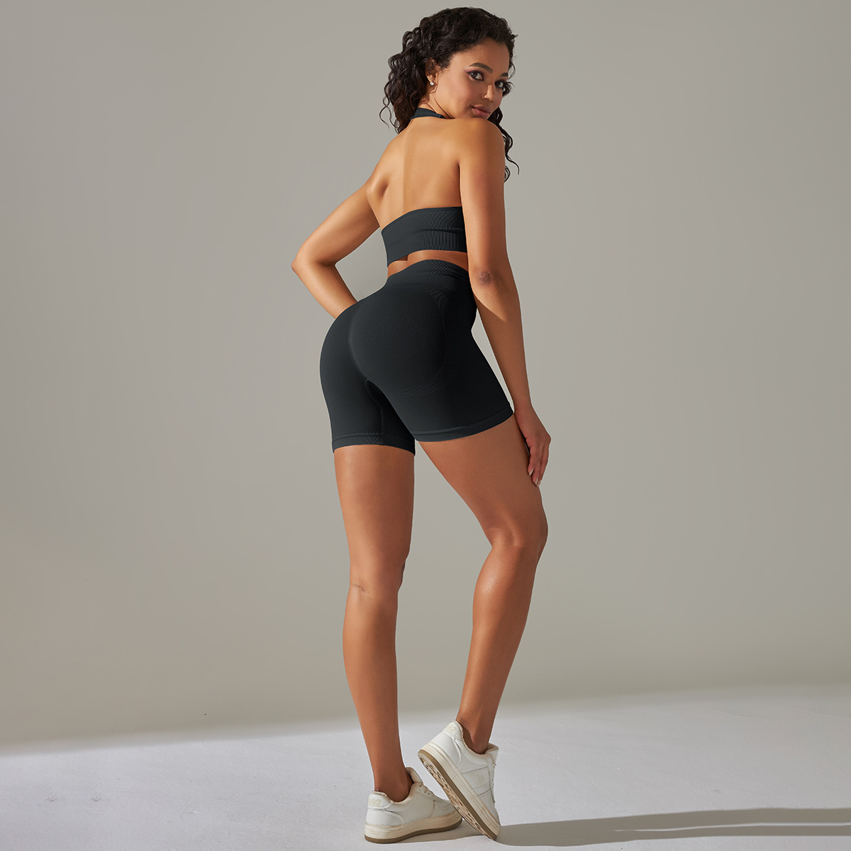 tracksuit Seamless Knitted High Elastic Sports Bra Yoga Running Fitness Shorts Two piece Set for Women leggings