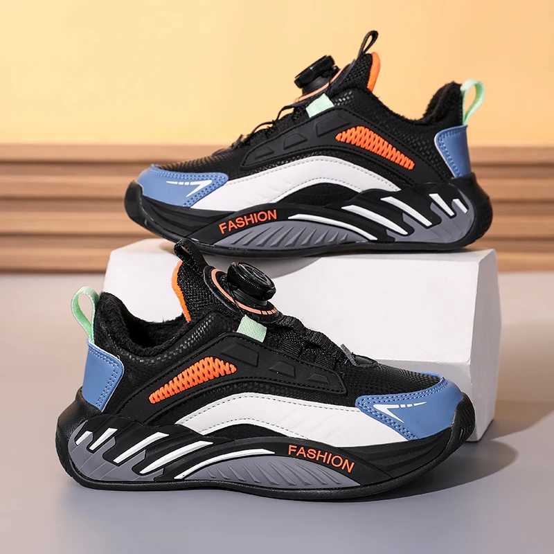 Winter childrens sports shoes boys thick cashmere warm snow boots girls anti slip outdoor fashionable sports shoes student shoes W250318