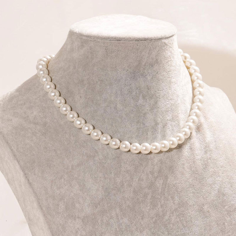 High Highlight Imitation Pearl Necklace Women's 10mm Artificial Pearl Choker Collarbone Chain Jewelry
