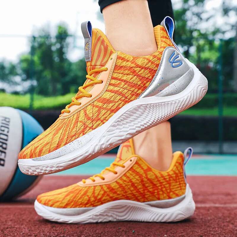 Fashion Orange Basketball Sports Unisex Outdoor Breathable Mens Basket Sneakers Non-slip Men Athletic Shoes Big Size 36-46