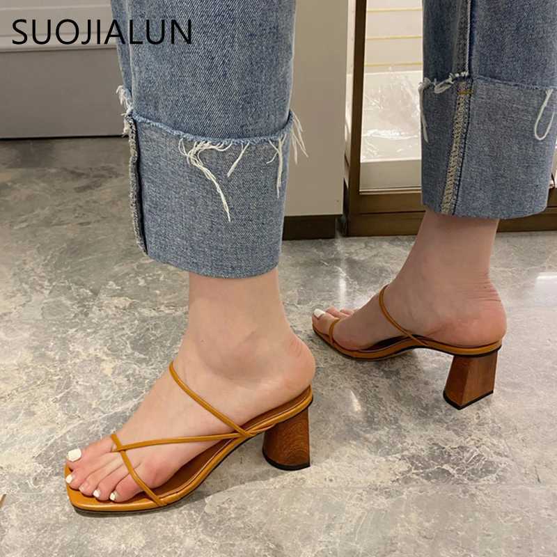 SUOGIALUN new summer slider high heel slider large size 41 narrowband sandals summer outdoor shoulder slider flip cover drone Y250317
