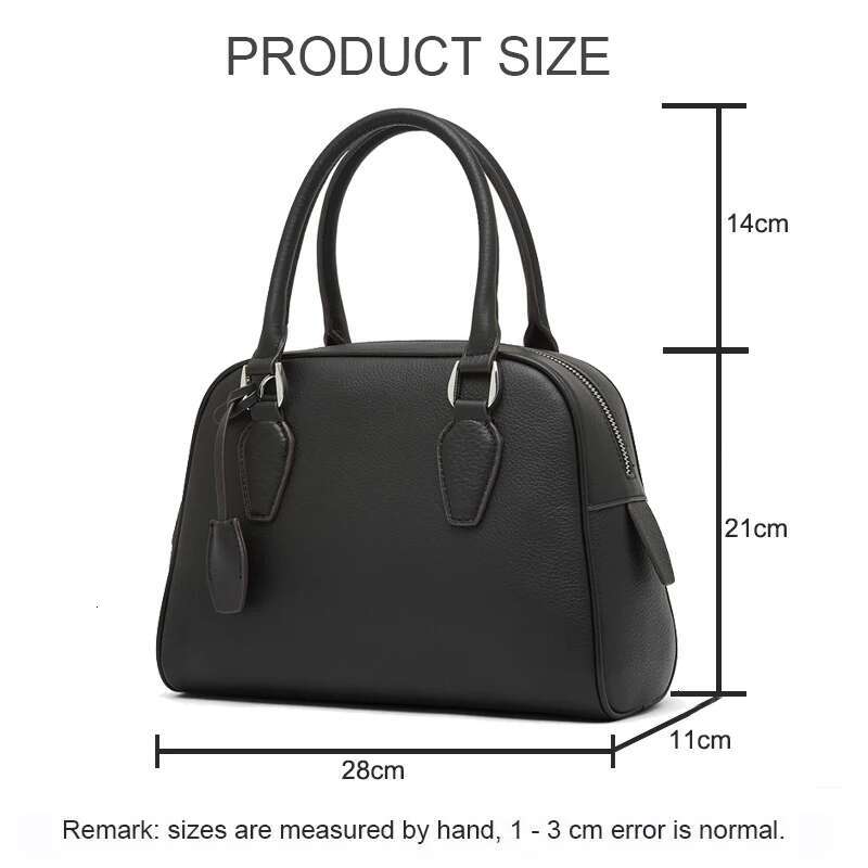 New Genuine Leather Women Minimalist Boston Bowg Bag For Ladies Large Capacity Shoulder Messenger Cowhide Crossbody Handbag