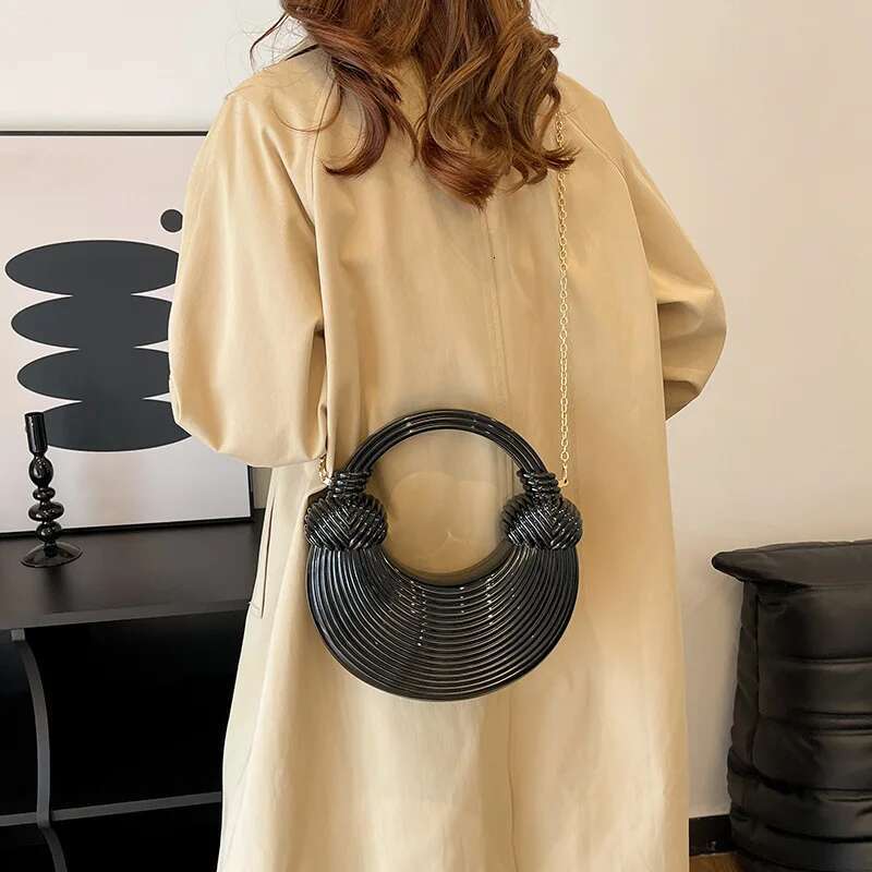 Personality Acrylic Handbags For Women 2024 New Streak Fashion Shoulder Metallic High Quality Transparent Tote Bag