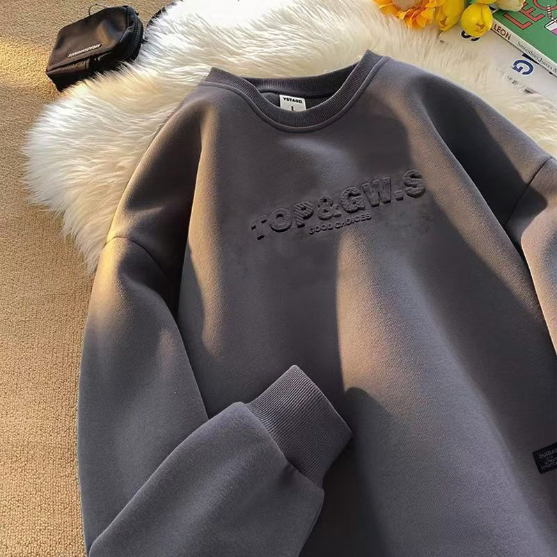 Designer Hoodie Fashionable Light Luxury Clothing Autumn And Winter Men's Velvet Warm And Fashionable Round Neck Sportswear Trendy Men's And