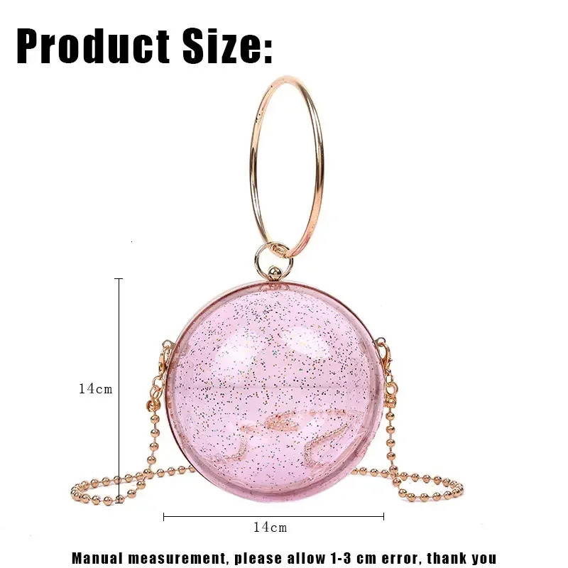 YoReAi Acrylic Transparent Spherical Clutch Pack Women Messenger Bag Evening Handbag Chain Shoulder Bags 250318