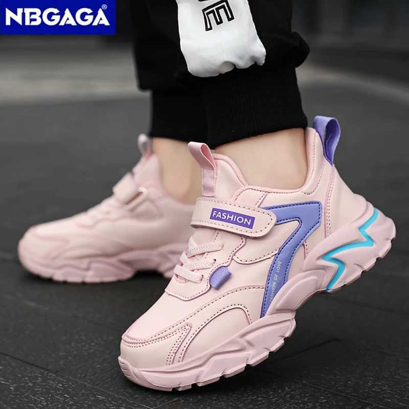 Sport Girl Casual Shoe Leather 5-16Years Boy Tennis Shoe Outdoor Children Running Sneaker Anti Slip Soft Sole Walking Footwear W250318