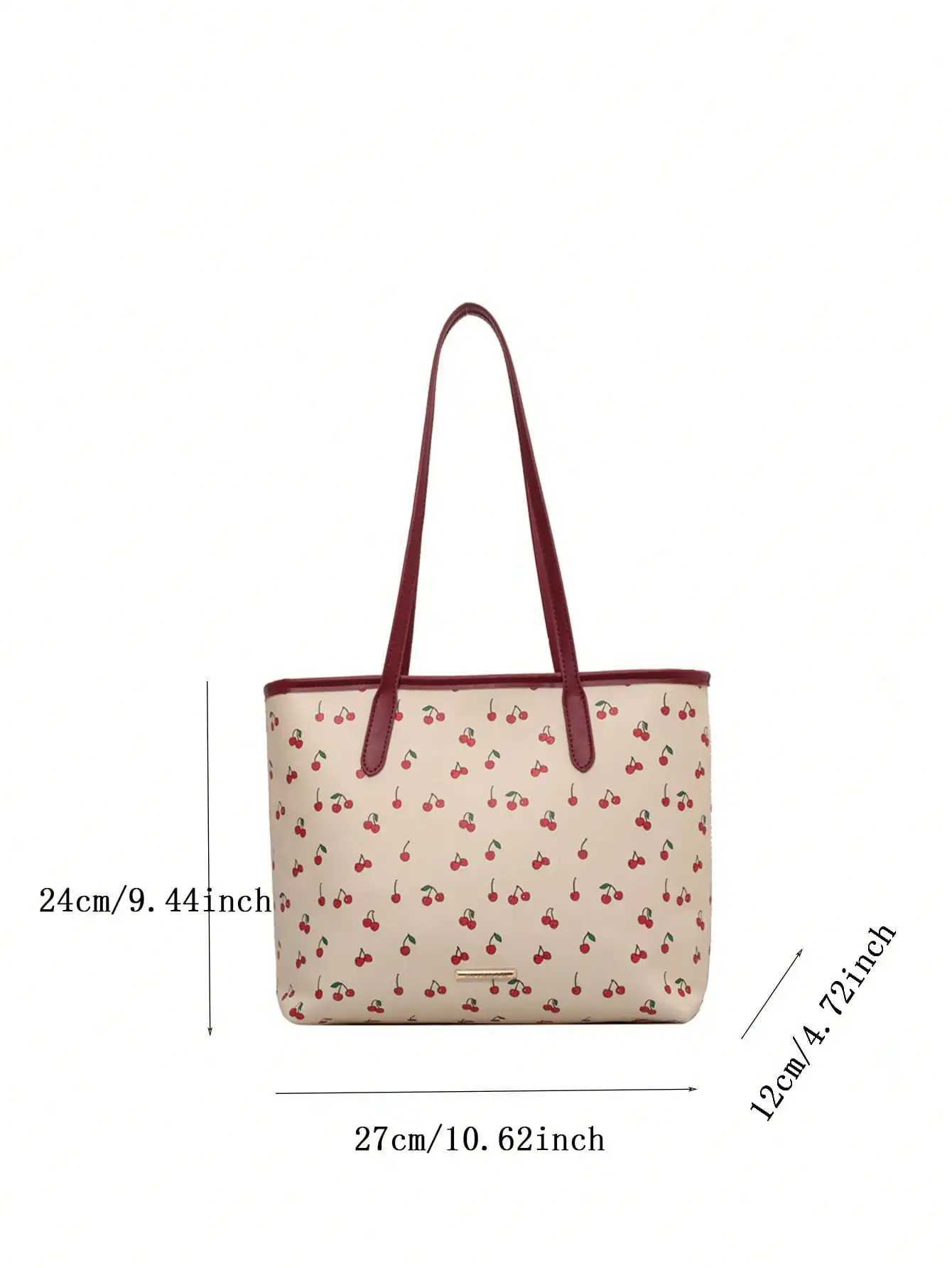New Cute ry Meatball Printed Shoder Bag 2024 Summer Large Capacity Cmuter Tote Bag Handbag Z250318