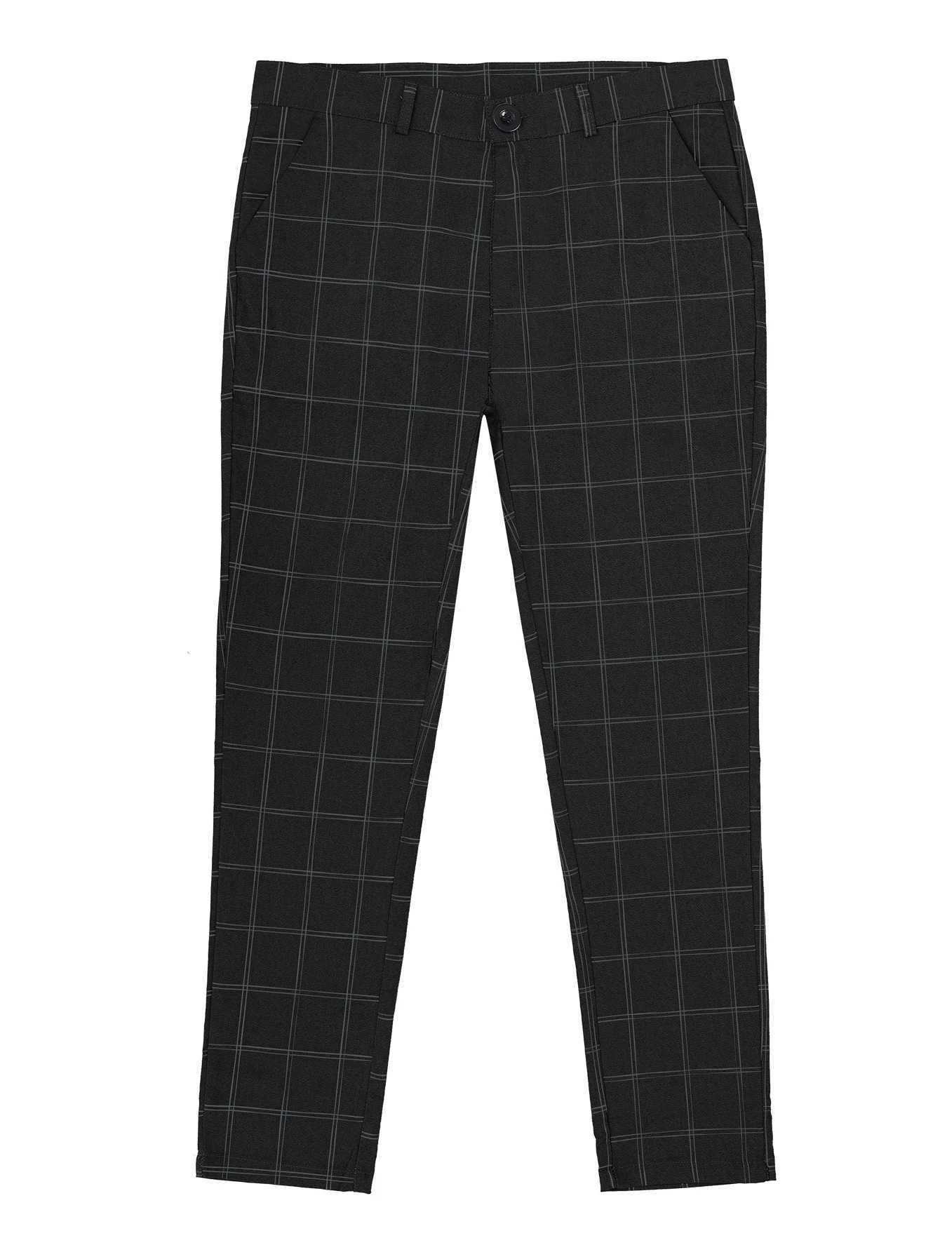 Checkered Fashion Europe and the United States Style Mens Pants Business Casual Travel Slim Pants Comfortable and Versatile W250318