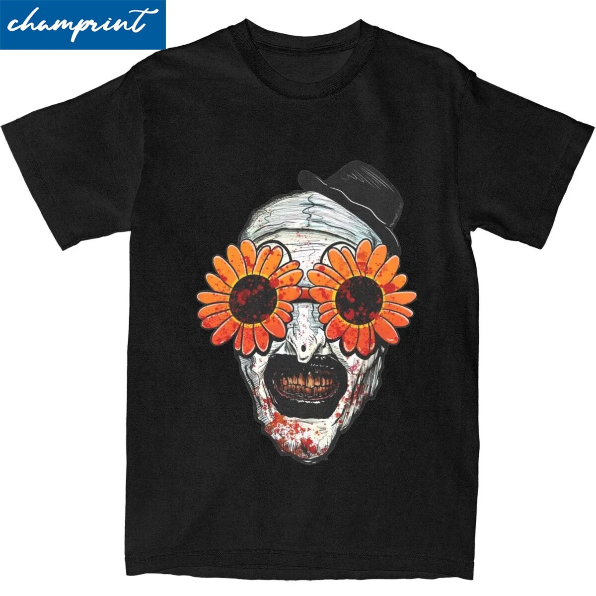 Mens Womens Art The Clown Terrifier 2 Sunflower Sunglasses T Shirts Horror Movie Cotton Tops Fashion Tees Plus Size T-Shirt 250317