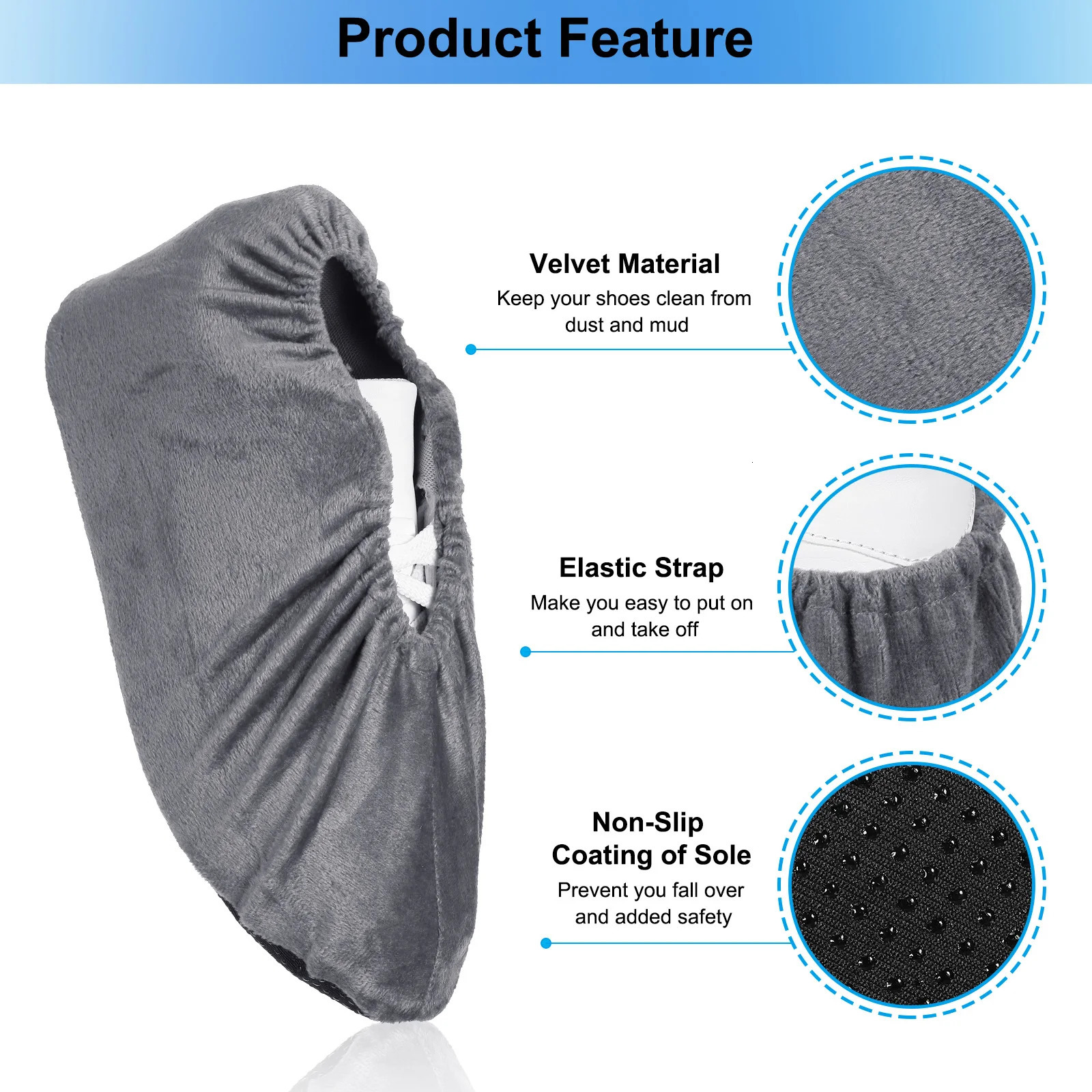 5Pair Household Flannel Shoe Covers Shoes Slippers Protector NonSlip Protectors Men Women for Office Laboratory 250318