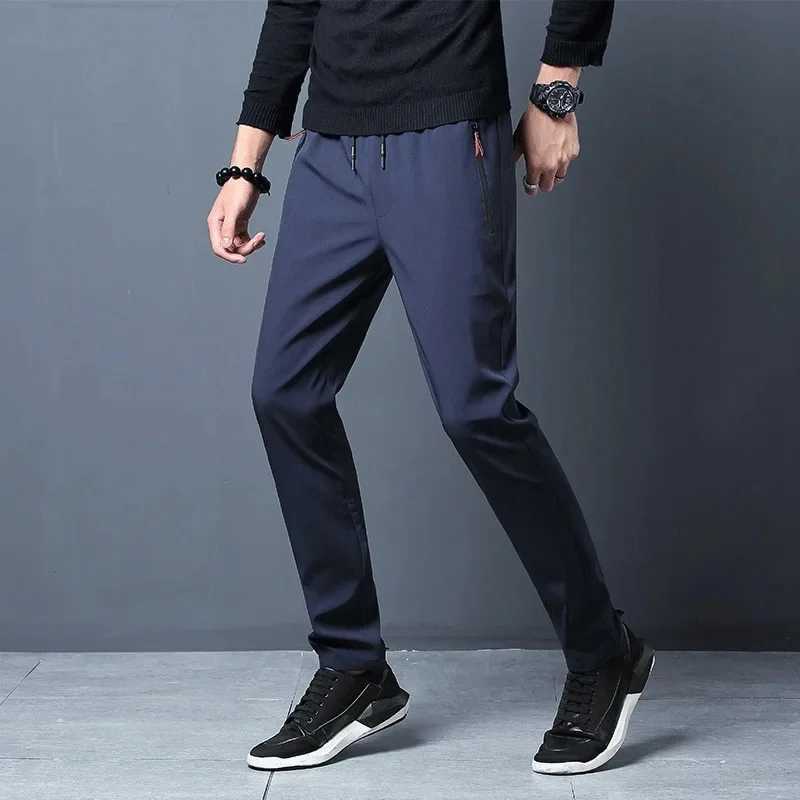 Summer new mens casual pants slim Korean ice silk pants gold round thin sports pants straight tube fast drying jogging pants W250318