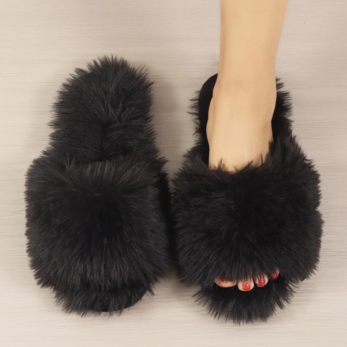 Womens Indoor Slippers Autumn and Winter Plush Home Lazy Slippers Anti slip Durable Fashion Warm Sandals Slippers 250318