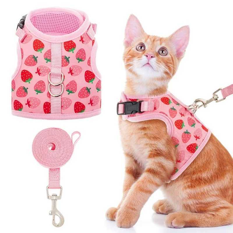 Adjustable cat harness collar escape pet harness and belt set kitten puppy chest vest ragdoll freeT250318
