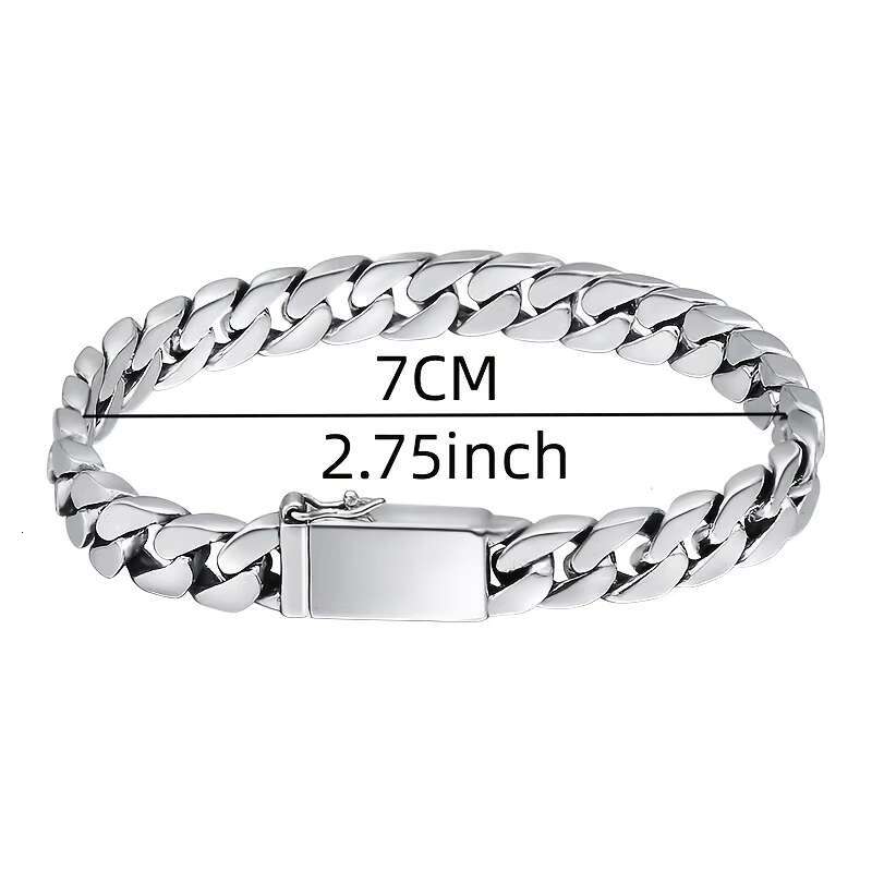 Chain Brass Sier Plated Short and Fat Cuban Men's Bracelet
