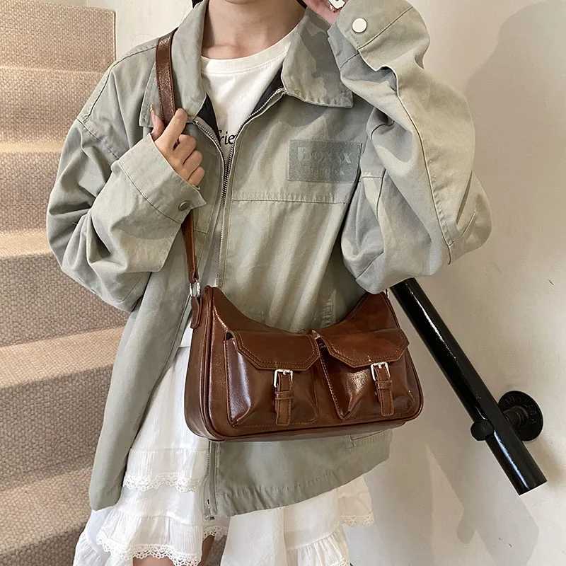 LEFTSIDE Small PU Leather Double Pocket Underwear Bag Suitable for 2024 Y2K Womens Shoe Bag Womens Designer Handbag Y250318