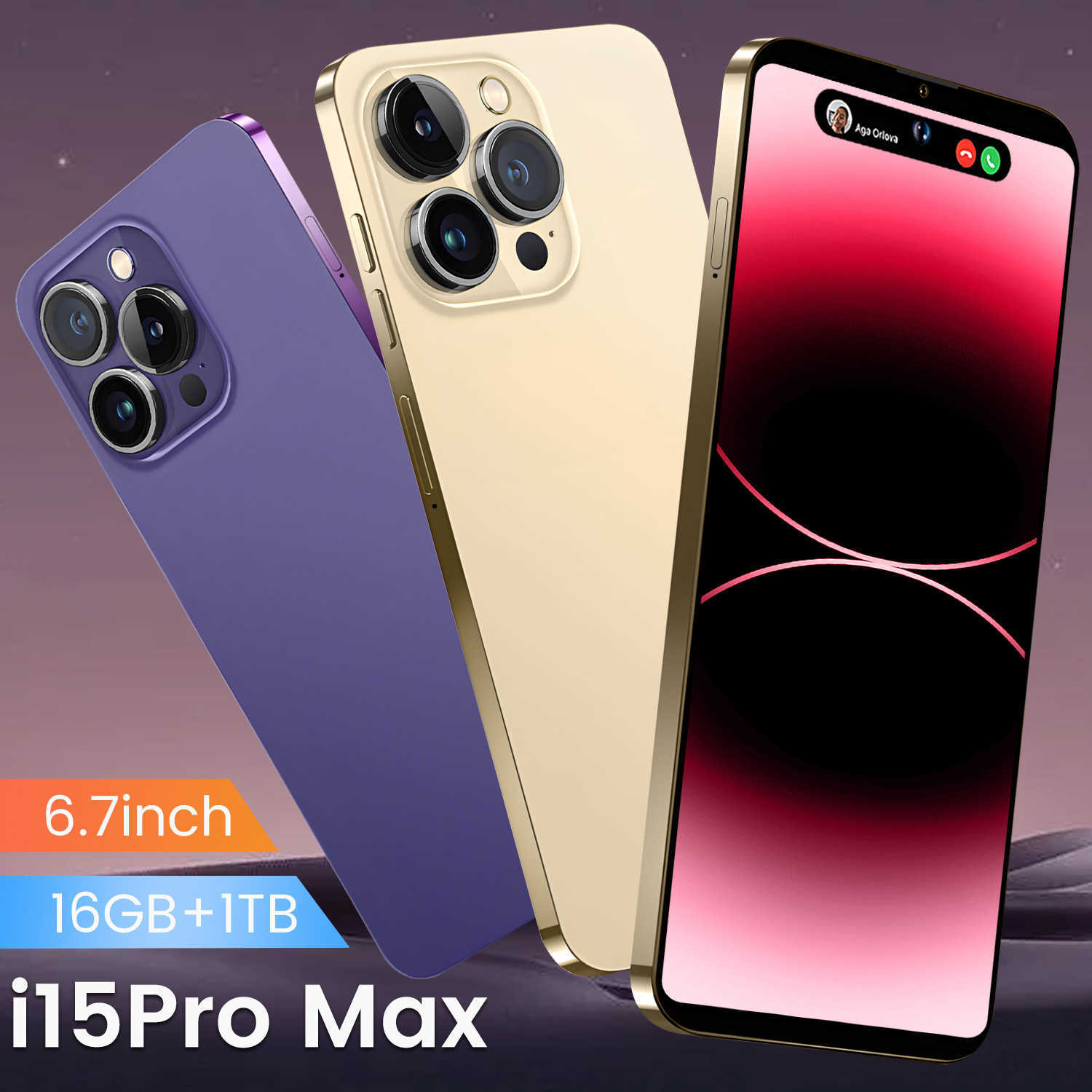 Smartphone Phones Mobile I15 Pro Max Dynamic Island Large Screen (1+16) Memory Low Price Sale z250319